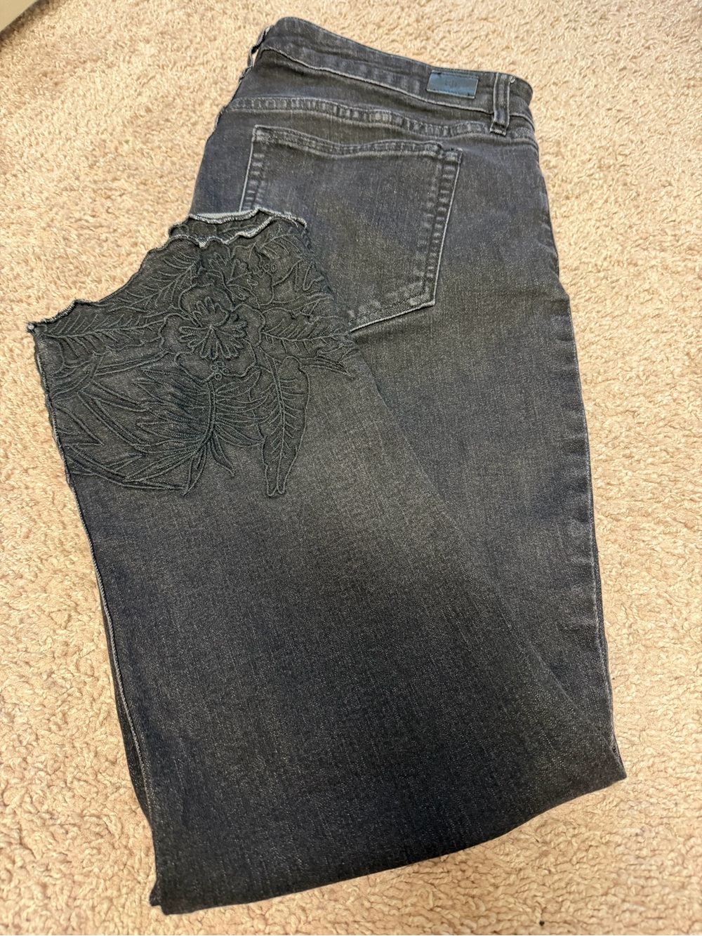 Ralph Lauren -Women’s Dark Grey Embroidered Hem Jeans- SZ 12